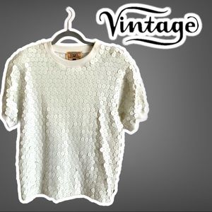 Vintage Gene Ewing Bis Unique White Sequin Top